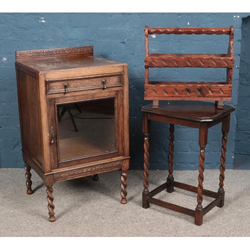 601 - Three pieces of assorted furniture, to include occasional side table with barley twist supports, mag... 