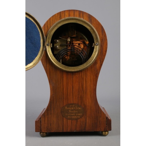 17 - A Bowden & Sons balloon clock with shell inlay and Japy Frere's movement.