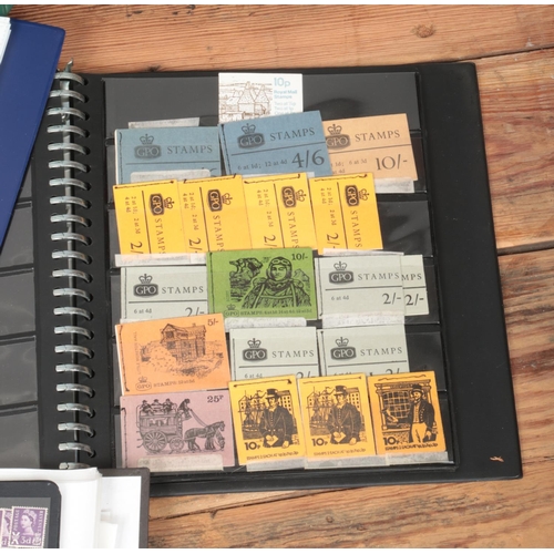 166 - A box of stamps and first day cover albums including pre-decimal stamp booklet, air mail letters, et... 