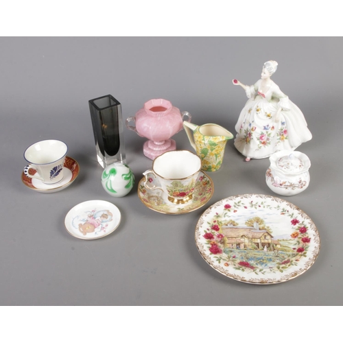 56 - A collection of assorted ceramics and glassware to include Royal Doulton Diana (HN2468), Old Country... 