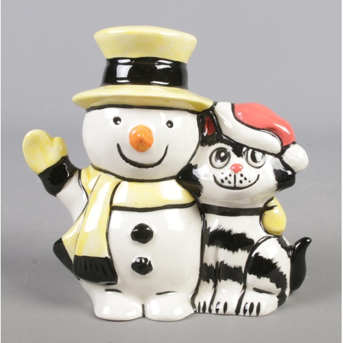 381 - A Lorna Bailey ceramic figure, modelled as a snowman and cat.