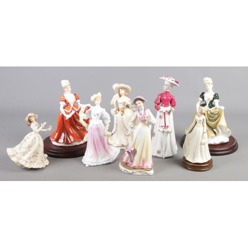 79 - A collection of ceramic and composite figures of ladies. Including Leonardo Collection examples.