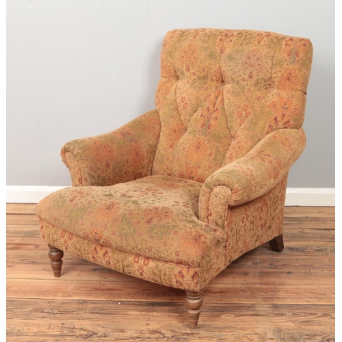 425 - A three piece suite consisting of large sofa, arm chair and footstool.