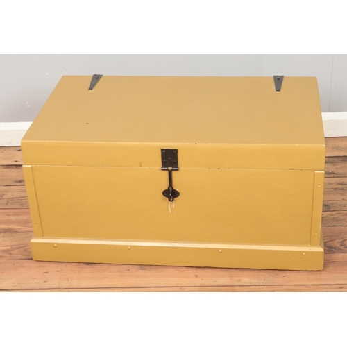 429 - A painted wooden carpenters tool chest.