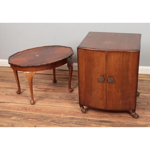 444 - Two pieces of assorted furniture to include small cabinet on castors with fitted interior and occasi... 