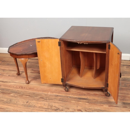 444 - Two pieces of assorted furniture to include small cabinet on castors with fitted interior and occasi... 