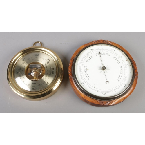 99 - Two wall barometers. Includes oak Frost example and Diplex.