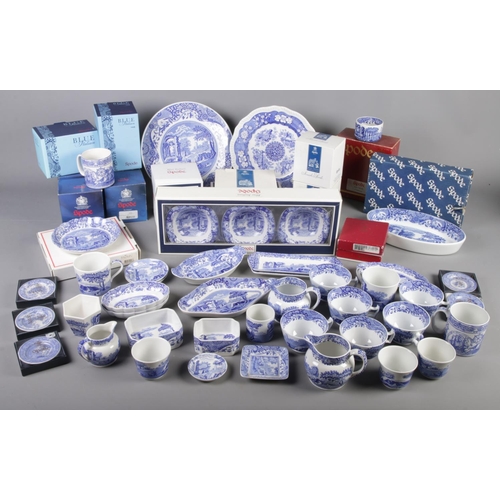 140 - A large collection of mostly blue & white Spode Italian ceramics. Includes boxed examples, trinket d... 