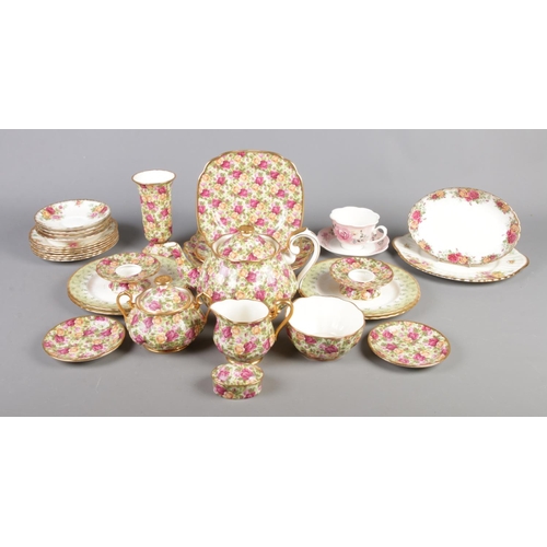 86 - A collection of Royal Albert Old Country Roses in the all over floral pattern, together with a colle... 