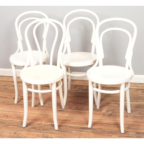 449 - Four painted bentwood chairs.