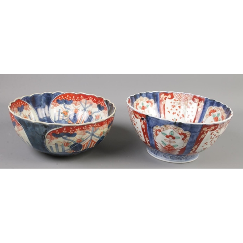 12 - Two Japanese Imari bowls. Both 24cm diameter.