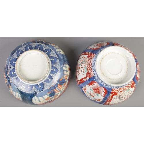 12 - Two Japanese Imari bowls. Both 24cm diameter.