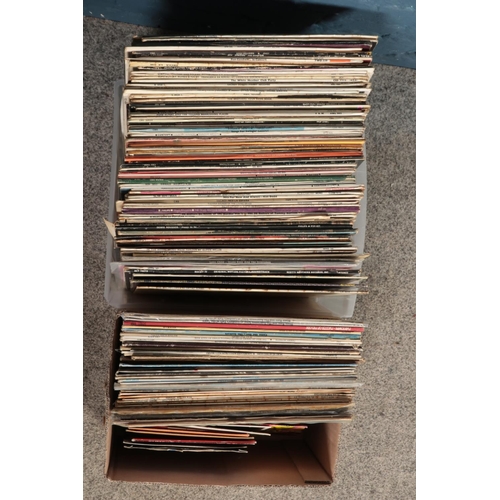 180 - Two boxes of mostly LP records. Includes Jimi Hendrix Birth of Success, Elvis, Diana Ross, Elo Great... 