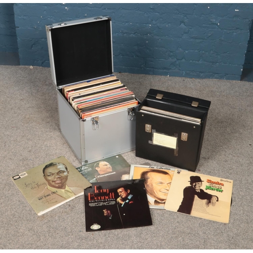 221 - Two carry cases of LP records. Includes classical, Nat King Cole, Frank Sinatra etc.