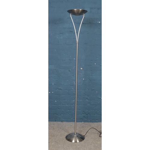 264 - A modern chrome standard lamp/uplighter.