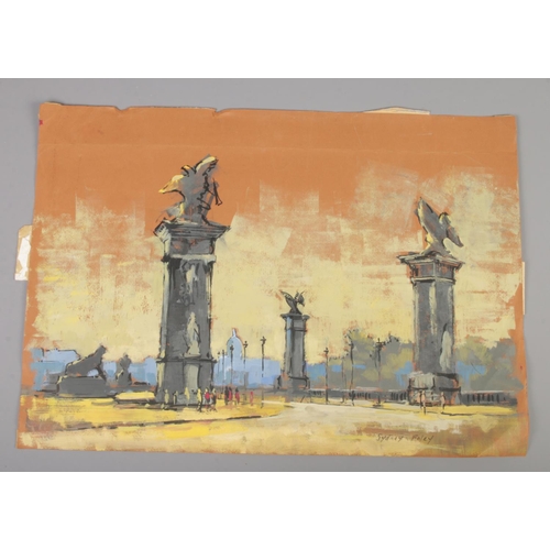 323 - Attributed to Sydney Foley (1916-2001), an unframed oil painting, city landscape. Signed. 37cm x 52.... 