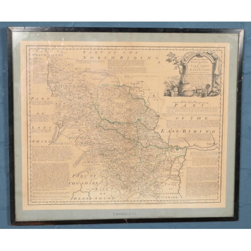 333 - A framed 19th century engraved map. An Accurate Map of the West Riding of Yorkshire Divided into Wea... 