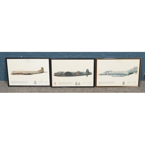 340 - Three framed Royal Air Force prints. Includes 70th anniversary Nimrod MR.2P 120 Squadron, etc.