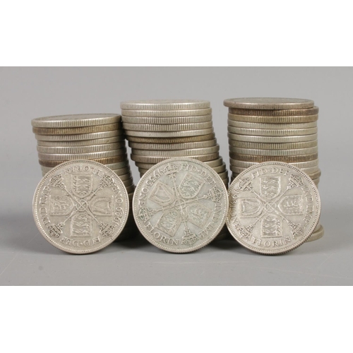 369 - A quantity of post-1920, pre-1947 Florins. Total weight 710g.