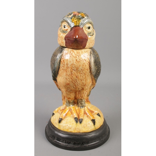 68 - A ceramic jar formed as a grotesque bird in the style of Martin Brothers. 24.5cm.