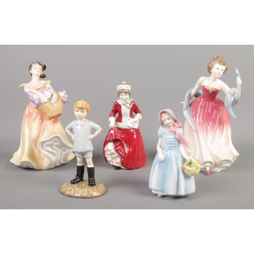 376 - Four Royal Doulton ceramic figures, comprising of Lesley, Best Wishes, Wendy and Amy's Sister, toget... 