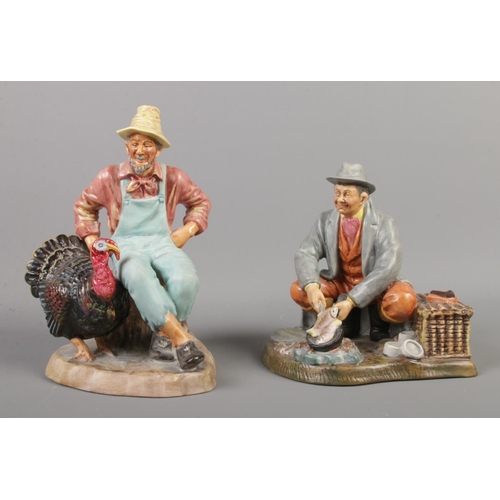 388 - Two Royal Doulton figure groups in matt finish; Thanksgiving HN2446 and Bon Appetit HN2444.