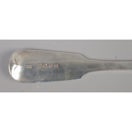 398 - A William Eaton silver basting spoon featuring lion crest to handle. Assayed London 1843. Total weig... 