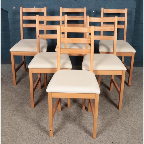 452 - A set of six IKEA Lerhamn pine chairs.