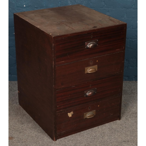 474 - A mahogany bank of four drawers. (73cm x 55cm x 59cm)