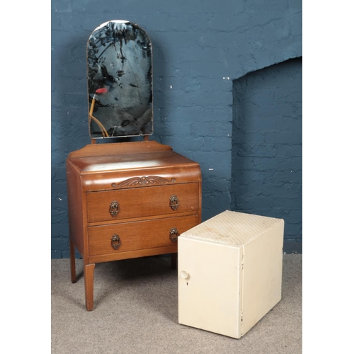 479 - A B&E Furniture mirrored dressing table, together with a painted small side cupboard.