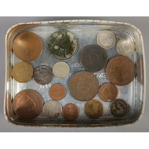 340 - A collection of mostly British pre decimal coins. Includes George III Irish half penny, half soverei... 