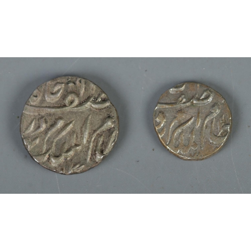 341 - Two Indian princely state Hyderabad quarter and eighth rupees.