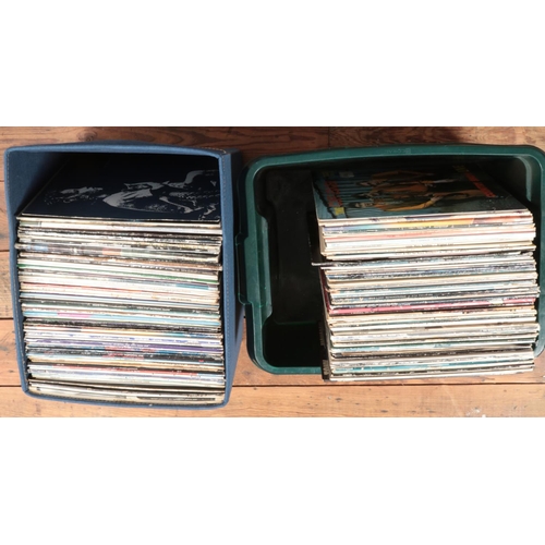 201 - Two boxes of assorted single and album records. To include Meat Loaf, Lionel Richie, OMD, New Kids o... 