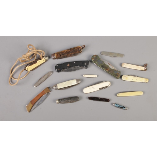 36 - A collection of pocket knives including Radfords, Richards and various Sheffield made examples.