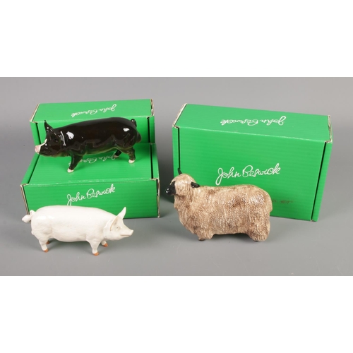59 - Three boxed Beswick figures including Wensleydale Sheep, Boar and Sow.