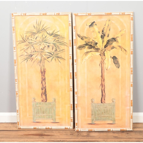 292 - Two large framed palm tree prints by F.De Villeneuve.