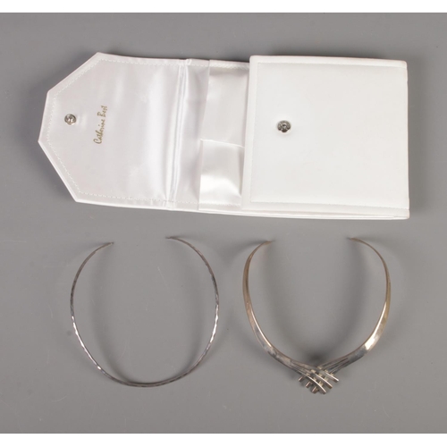 331 - Two silver choker necklaces in Catherine Best fitted case. Both stamped 925.