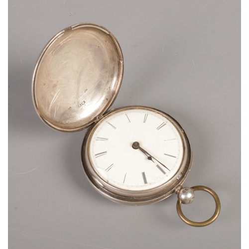 374 - A silver verge fussee pocket watch hallmarked London 1845.