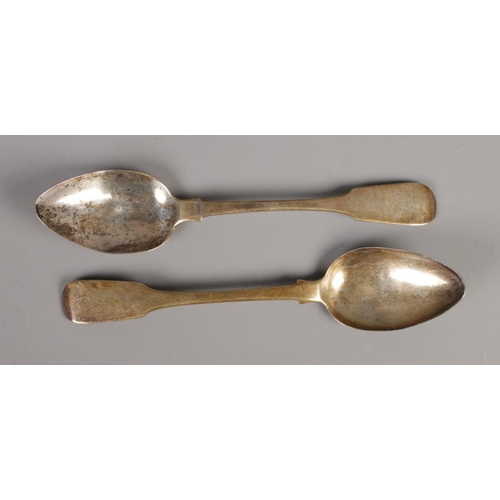 418 - Two silver basting spoons hallmarked Exeter 1822 by George Ferris. Total weight 109.6g.