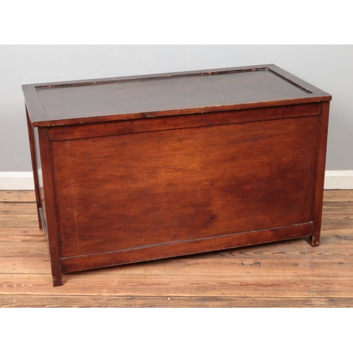 446 - A stained pine blanket box. Approx. dimensions 113cm x 57cm x 66cm.