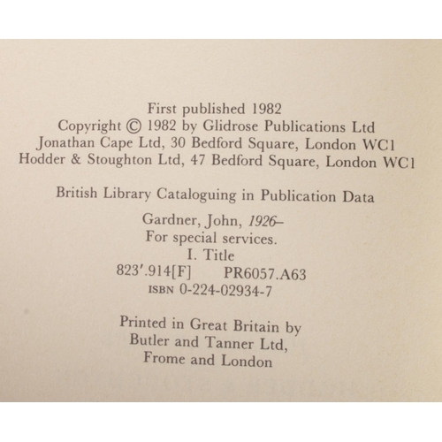 458 - John Gardner, three James Bond novels with dust covers. Includes two For Special Services first edit... 