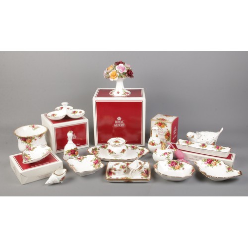 3 - A collection of Royal Albert Old Country Roses bone china ornaments. Includes dishes, atomiser, poma... 