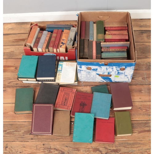 517 - Two boxes of vintage fiction books to include Little Women, Reader's Digest, Robinson Crusoe, Childr... 