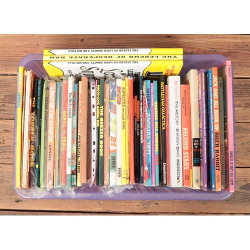 520 - A box of books and annuals. Includes SuperTed, Beryl The Peril, Lord Snooty, Land of The Giants etc.