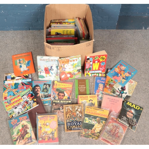 535 - A large box of mostly annuals. Includes Rupert, Thunderbirds, Victor, Ian Fleming's Chitty Chitty Ba... 