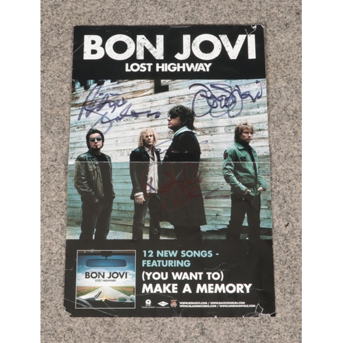 555 - Bon Jovi Poster Lost Highway Signed by Bon Jovi ,Richie Sambora, Tico Torres and David Bryan 43cm x ... 