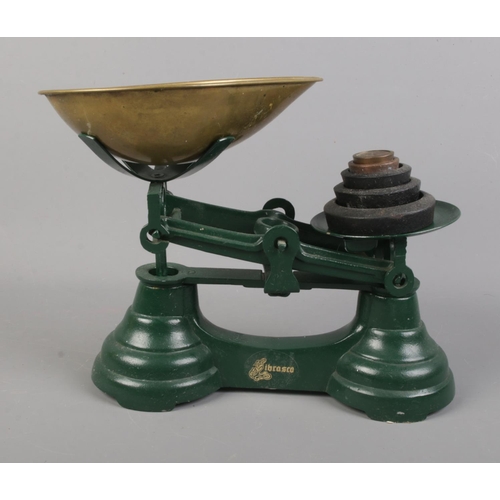 121 - A set of Librasco kitchen scales with weights.