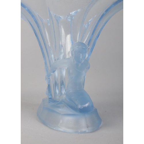 2 - A Walther & Sohne Art Deco frosted glass figural vase. Approx. dimensions 29cm x 21cm.