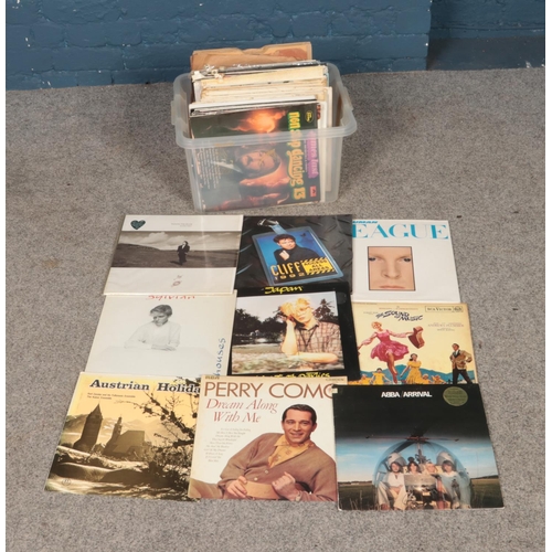 165 - A box of assorted records of mainly pop and easy listening to included Cliff Richard, Abba, Japan, P... 