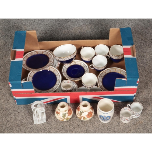 177 - A box of assorted ceramics including Wedgwood, Waring and Gillow, Lawleys, etc.